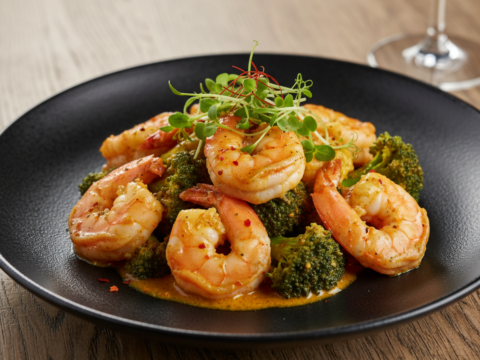 Recette Crevettes au curry aux brocolis au Cookeo - Plat principal Asiatique - Photo du plat prêt à déguster