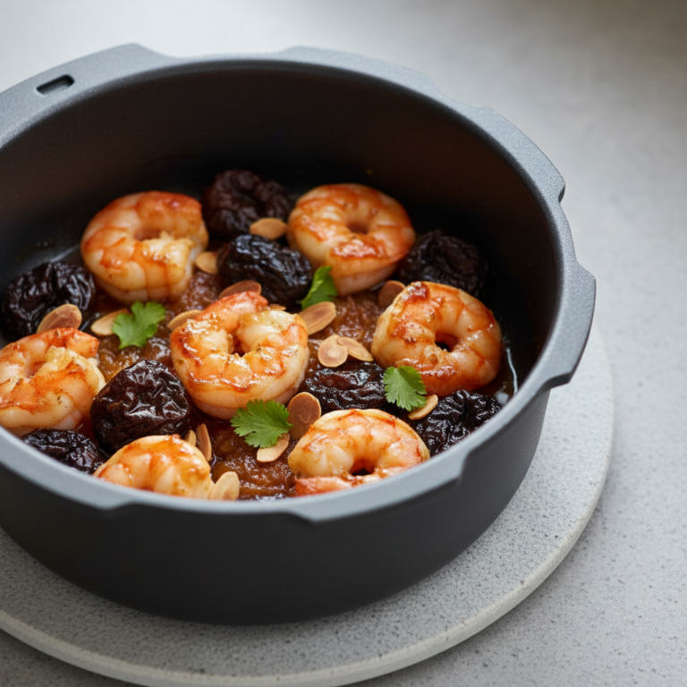 Recette Crevettes tajine aux pruneaux au Cookeo - Plat principal Française - Photo du plat prêt à déguster