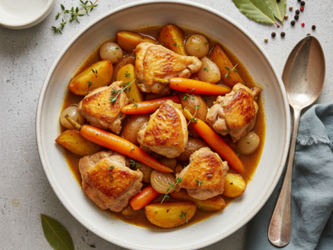 Recette Poulet Navarin aux Pommes de Terre au Cookeo - Plat principal Française - Photo du plat prêt à déguster