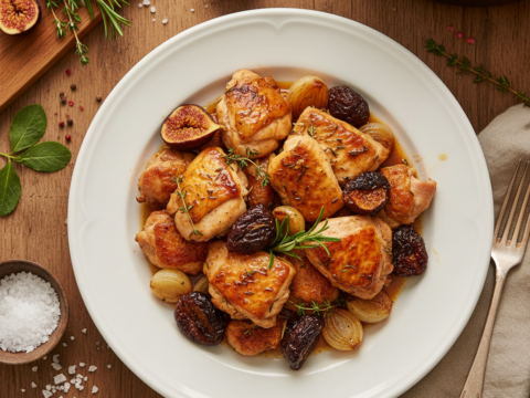 Recette Poulet aux herbes et aux figues au Cookeo - Plat principal Française - Photo du plat prêt à déguster