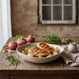 Poulet grillé aux navets – Recette Cookeo