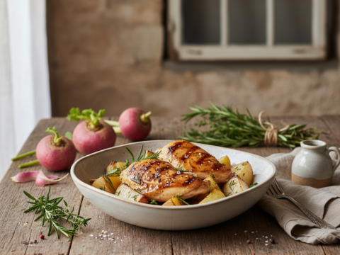 Recette Poulet grillé aux navets au Cookeo - Plat principal Française - Photo du plat prêt à déguster