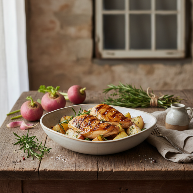 Recette Poulet grillé aux navets au Cookeo - Plat principal Française - Photo du plat prêt à déguster