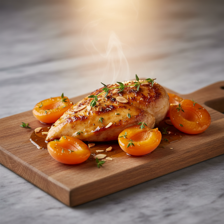 Recette Poulet poêlé aux abricots au Cookeo - Plat principal Française - Photo du plat prêt à déguster