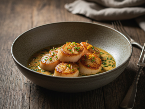 Recette Saint-Jacques mijotées au Cookeo au Cookeo - Plat principal Française - Photo du plat prêt à déguster