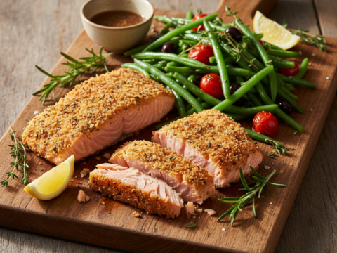 Recette Saumon Provençale aux Haricots Verts au Cookeo - Plat principal Française - Photo du plat prêt à déguster