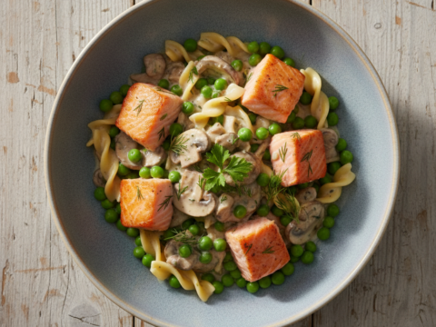 Recette Saumon Stroganoff aux Petits Pois au Cookeo - Plat principal Française - Photo du plat prêt à déguster