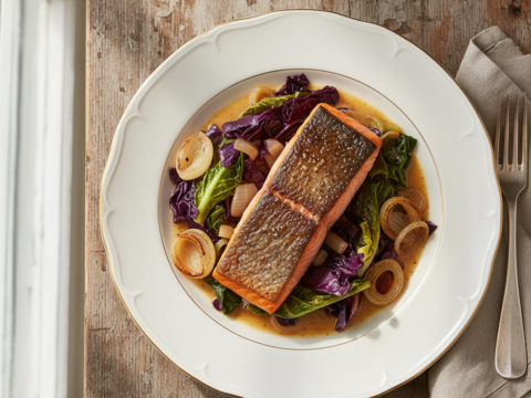 Recette Saumon aux choux au Cookeo - Plat principal Française - Photo du plat prêt à déguster