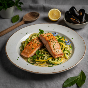 Saumon marinière aux courgettes – Recette Cookeo