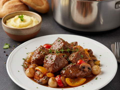 Recette Boeuf Chasseur aux Poivrons au Cookeo - Plat principal Française - Photo du plat prêt à déguster
