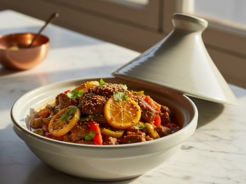 Recette Boeuf Tajine aux Poivrons au Cookeo - Plat principal Marocaine - Photo du plat prêt à déguster