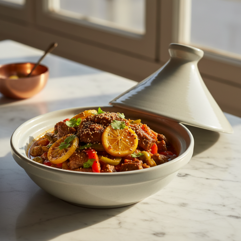 Recette Boeuf Tajine aux Poivrons au Cookeo - Plat principal Marocaine - Photo du plat prêt à déguster