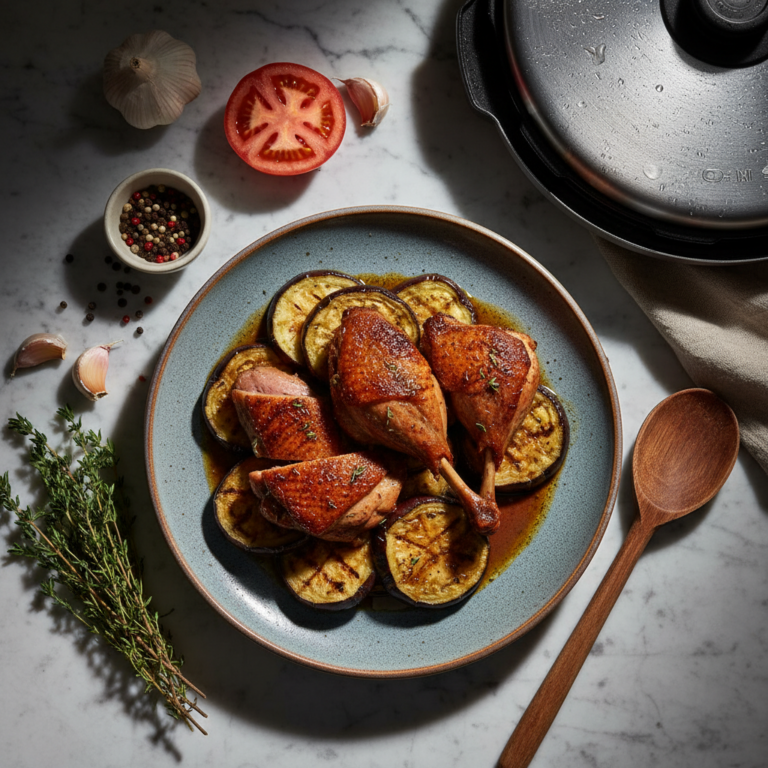 Recette Canard aux aubergines grillées au Cookeo - Plat principal Française - Photo du plat prêt à déguster