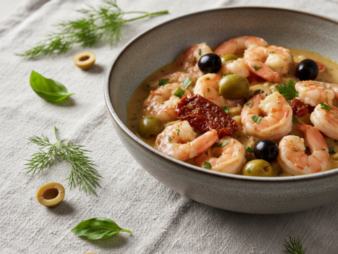 Recette Crevettes à la crème aux olives au Cookeo - Plat principal Française - Photo du plat prêt à déguster