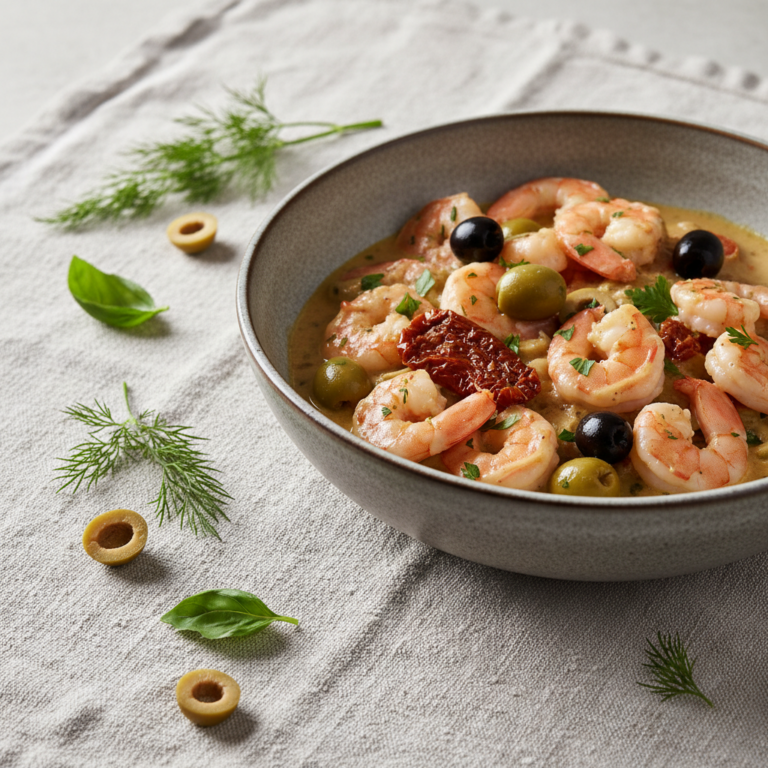 Recette Crevettes à la crème aux olives au Cookeo - Plat principal Française - Photo du plat prêt à déguster