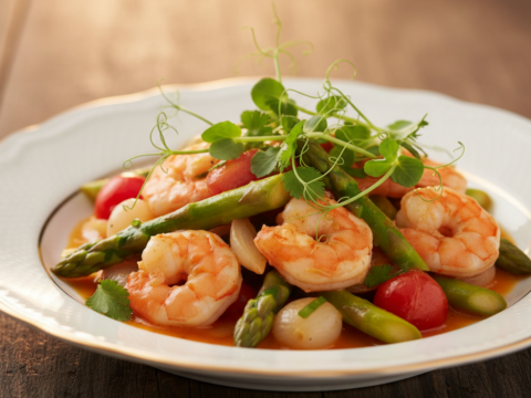 Recette Crevettes aux asperges au Cookeo - Plat principal Française - Photo du plat prêt à déguster
