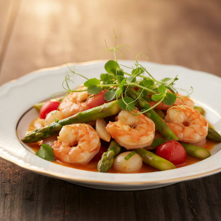 Recette Crevettes aux asperges au Cookeo - Plat principal Française - Photo du plat prêt à déguster