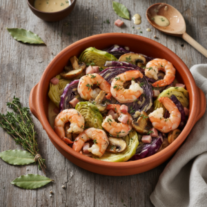 Crevettes forestières aux choux – Recette Cookeo