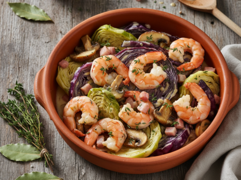 Recette Crevettes forestières aux choux au Cookeo - Plat principal Française - Photo du plat prêt à déguster