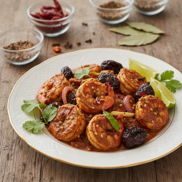 Recette Crevettes vindaloo aux pruneaux au Cookeo - Plat principal Indienne - Photo du plat prêt à déguster