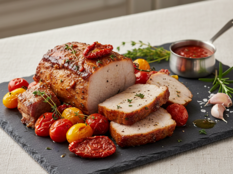 Recette Porc rôti aux tomates au Cookeo - Plat principal Française - Photo du plat prêt à déguster