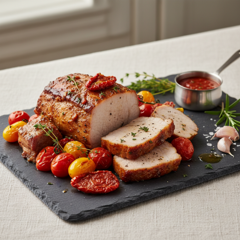 Recette Porc rôti aux tomates au Cookeo - Plat principal Française - Photo du plat prêt à déguster