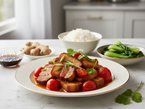 Recette Porc vapeur aux tomates au Cookeo - Plat principal Française - Photo du plat prêt à déguster