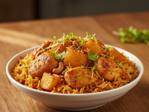Recette Poulet Biryani aux Pommes de Terre au Cookeo - Plat principal Indienne - Photo du plat prêt à déguster