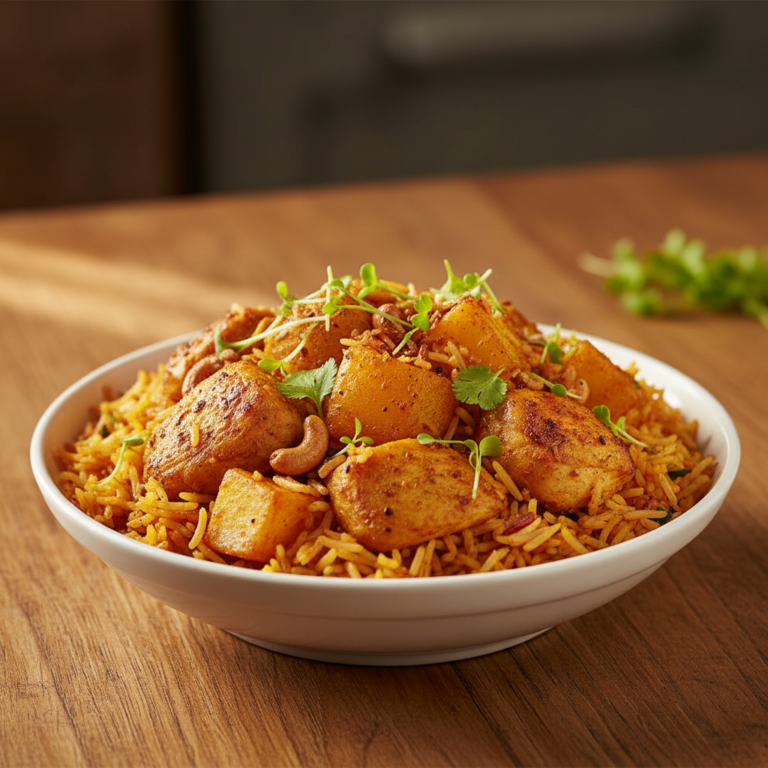 Recette Poulet Biryani aux Pommes de Terre au Cookeo - Plat principal Indienne - Photo du plat prêt à déguster