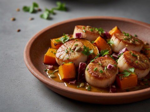 Recette Saint-Jacques à la butternut au Cookeo - Plat principal Française - Photo du plat prêt à déguster