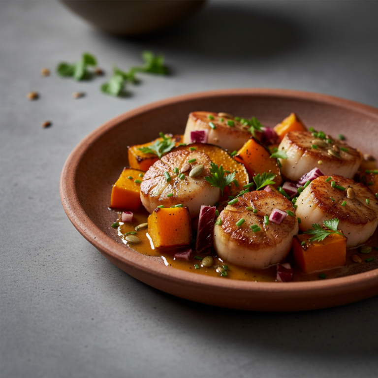 Recette Saint-Jacques à la butternut au Cookeo - Plat principal Française - Photo du plat prêt à déguster