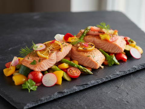 Recette Saumon aux agrumes et légumes au Cookeo - Plat principal Française - Photo du plat prêt à déguster