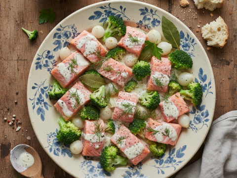 Recette Saumon blanquette aux brocolis au Cookeo - Plat principal Française - Photo du plat prêt à déguster