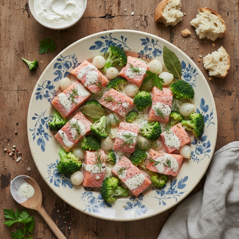 Recette Saumon blanquette aux brocolis au Cookeo - Plat principal Française - Photo du plat prêt à déguster
