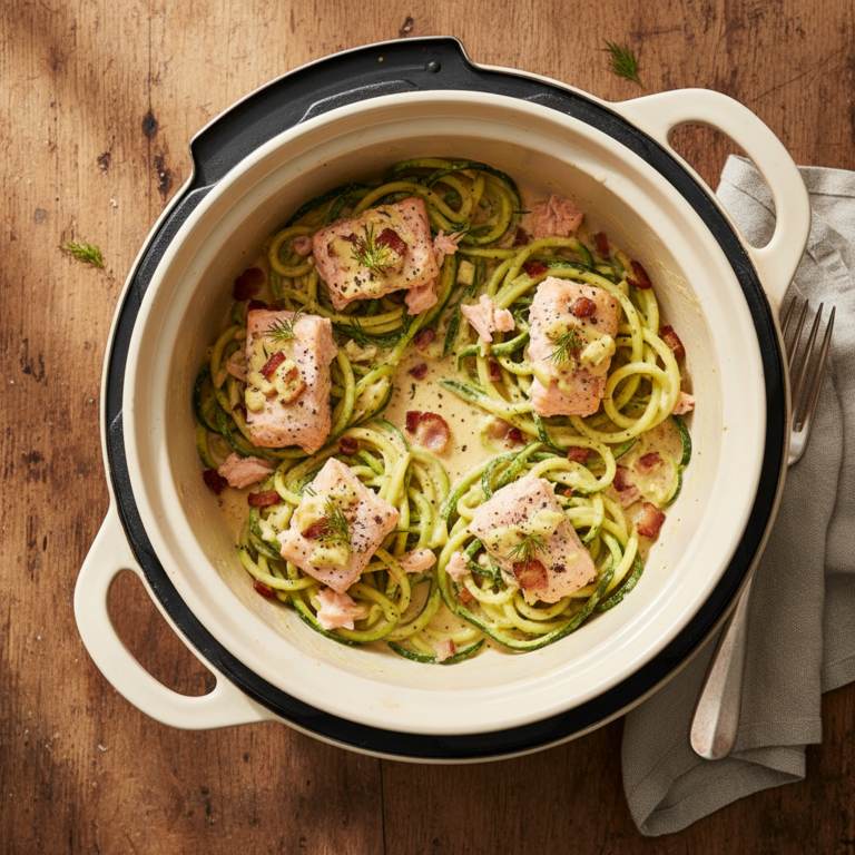 Recette Saumon carbonara aux courgettes au Cookeo - Plat principal Italienne - Photo du plat prêt à déguster