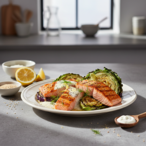 Saumon grillé aux choux – Recette Cookeo