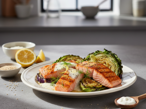Recette Saumon grillé aux choux au Cookeo - Plat principal Française - Photo du plat prêt à déguster