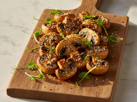 Recette Champignons miel et sésame au Cookeo - Accompagnement Française - Photo du plat prêt à déguster