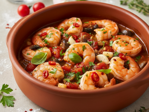 Recette Crevettes chasseur aux tomates au Cookeo - Plat principal Française - Photo du plat prêt à déguster