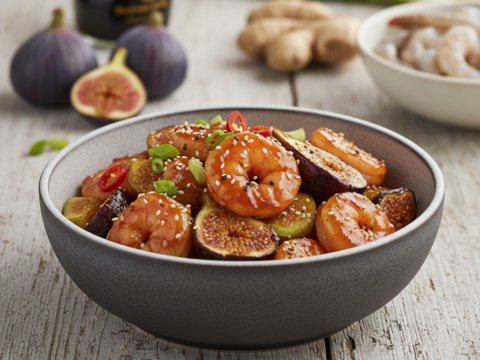 Recette Crevettes teriyaki aux figues au Cookeo - Plat principal Japonaise - Photo du plat prêt à déguster