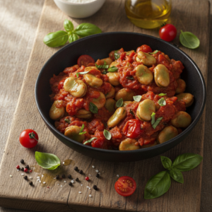 Fèves à la tomate et basilic – Recette Cookeo