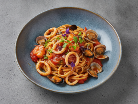 Recette Linguine aux fruits de mer au Cookeo - Plat principal Méditerranéenne - Photo du plat prêt à déguster