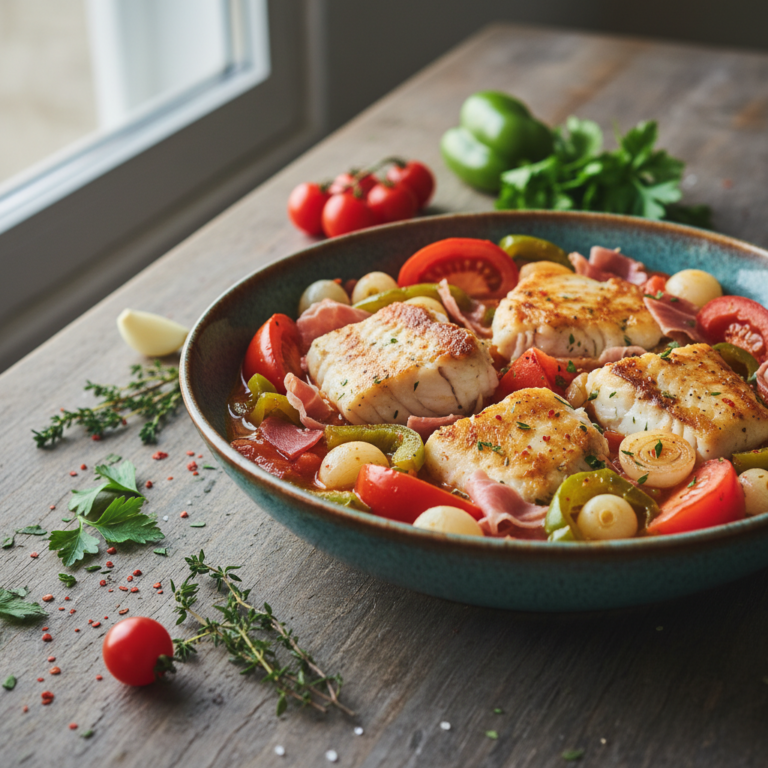 Recette Merlu Basquaise au Cookeo - Plat principal Française - Photo du plat prêt à déguster