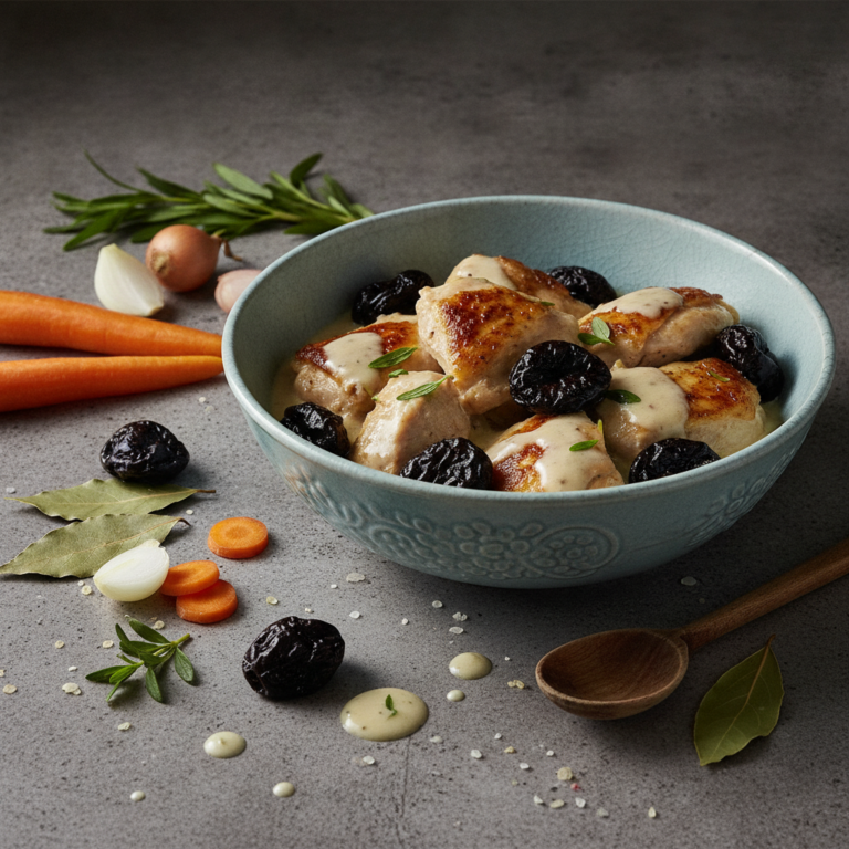 Recette Poulet blanquette aux pruneaux au Cookeo - Plat principal Française - Photo du plat prêt à déguster