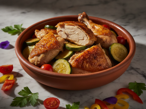 Recette Poulet confit aux courgettes au Cookeo - Plat principal Française - Photo du plat prêt à déguster