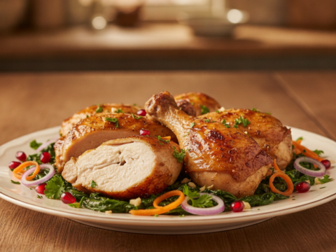 Recette Poulet rôti aux épinards au Cookeo - Plat principal Française - Photo du plat prêt à déguster