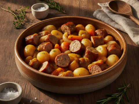 Recette Saucisses Navarin au Cookeo - Plat principal Française - Photo du plat prêt à déguster