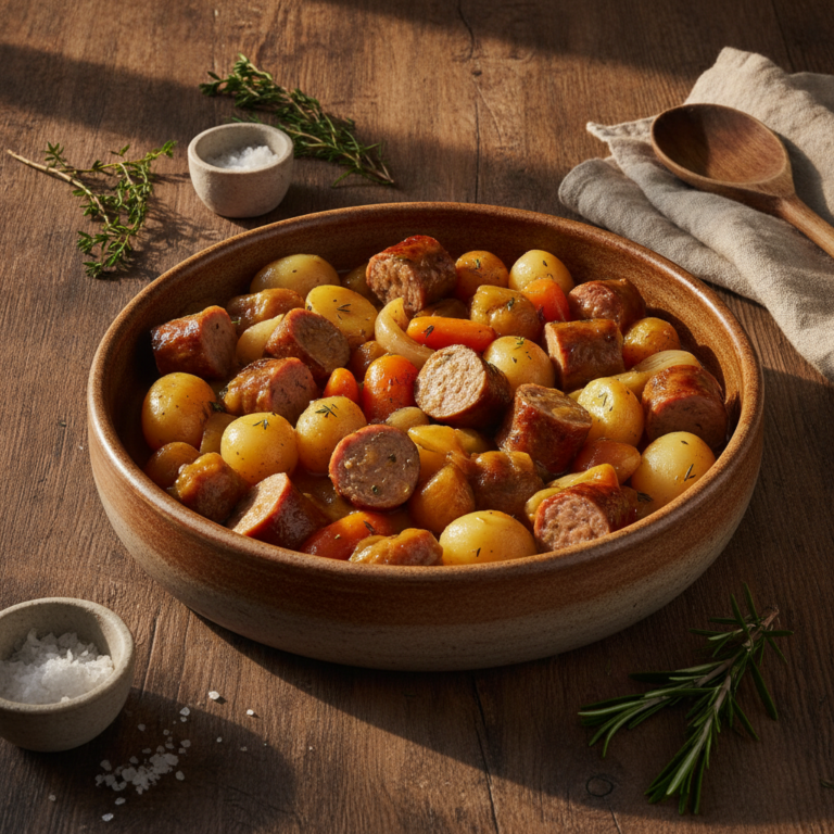 Recette Saucisses Navarin au Cookeo - Plat principal Française - Photo du plat prêt à déguster