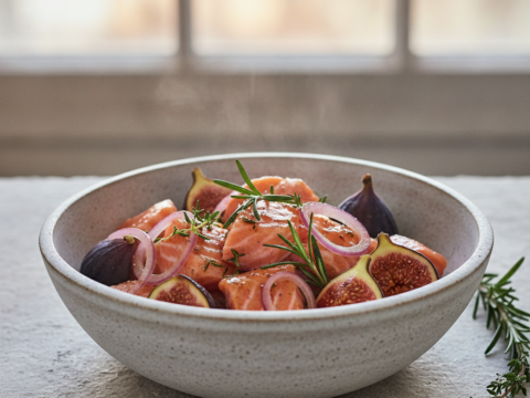 Recette Saumon cocotte aux figues au Cookeo - Plat principal Française - Photo du plat prêt à déguster