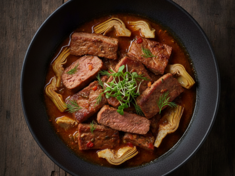 Recette Seitan aux artichauts au Cookeo - Plat principal Française - Photo du plat prêt à déguster